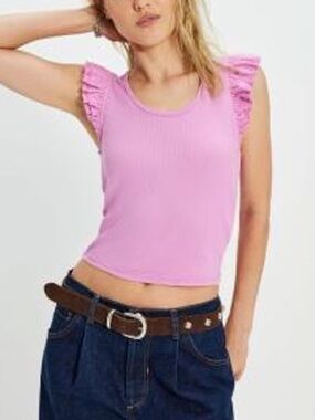 Free People Scoop Neck Ribbed Sweater in Orchid